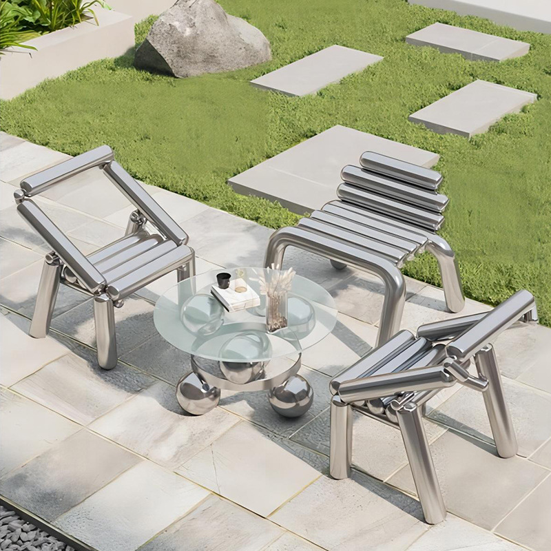 Outdoor Furniture Metal Chairs - Paslanmaz çelik sandalye, hafif lüks, yaratıcı,